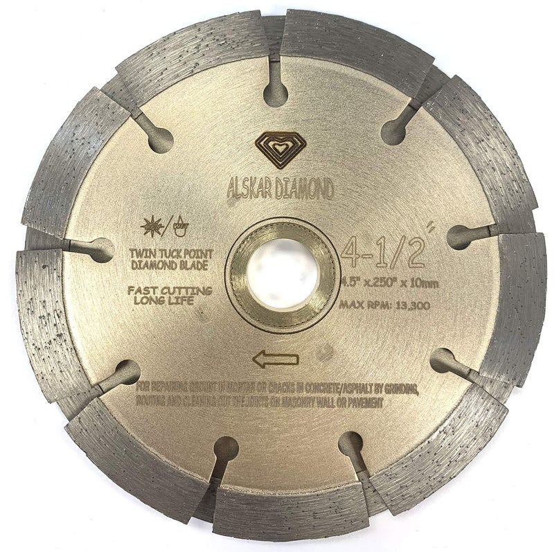 ALSKAR DIAMOND ADKST 4-1/2 inch Standard Twin Tuck Point Blade Sintered Diffusion Bonded Dry or Wet Cutting for Mortar and Concrete (4-1/2") - Image 2